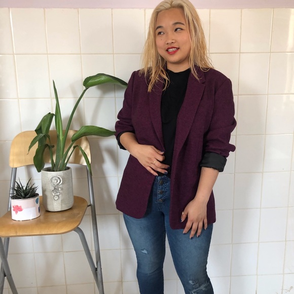Vintage Purple Tweed Blazer S - Picture 1 of 7